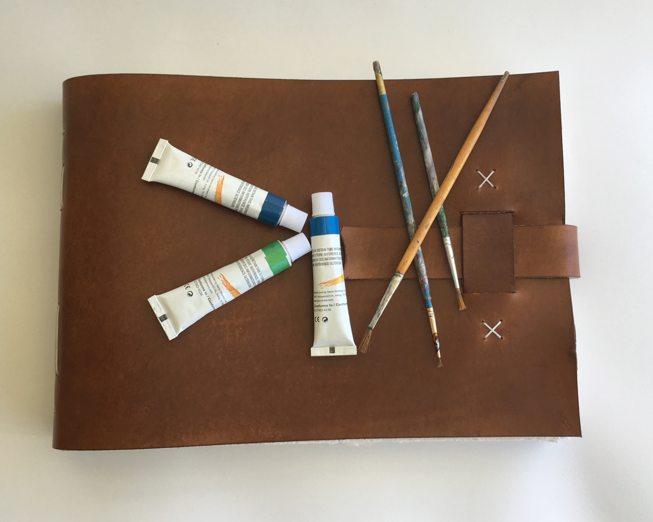 Large Watercolor Leather Journal — The Indian Oaks